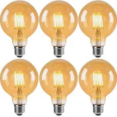 Kit 6x Lâmpada Filamento Carbono Retrô Vintage G80 40W E27 2400K Dimerizável