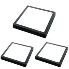 Kit 3x Painel Plafon Sobrepor Alumínio Preto Quadrado LED 12W 15x15 Quente Ou Frio Bivolt
