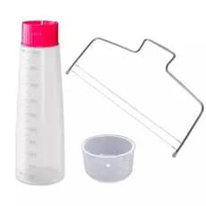 Kit Bisnaga Molhar Umedecer Bolo + Nivelador Cortador Fatias 2 Fios