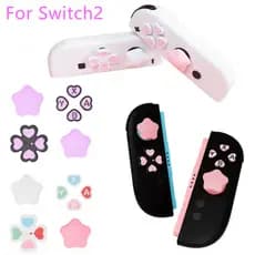 Bonito Silicone Macio D-Pad Botão Tampa Conjunto Para Nintendo Switch 2 Joy-con Polegar Varas Capa De Aperto Com Botões