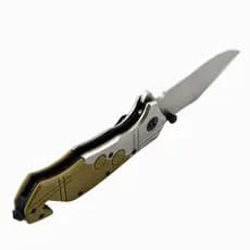 Canivete Tático Dobrável L00717V Aço Inox 20cm Cabo Verde Militar Lamina Lisa Pesca Trilha