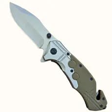 Canivete Tático Dobrável L00717M Aço Inox 20cm Cabo Esverdeado Militar Lamina Lisa Pesca Trilha