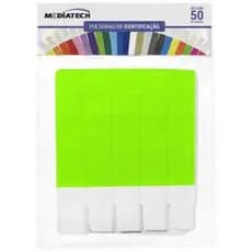 50 Pulseira Identificação Tyvek S Personalização Verd Fluor