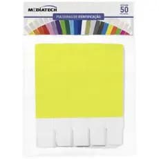 50 Pulseiras Identificação Tyvek S Personalização Amarelo Fl