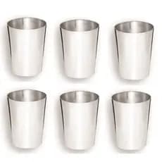 6 Copos em Alumínio Polido Cônico 300ml
