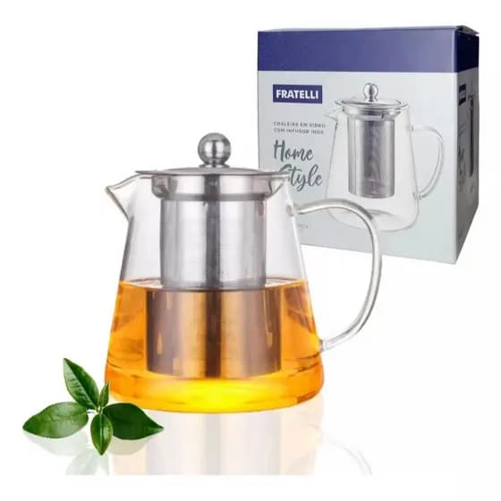 Chaleira de Vidro Borossilicato com Infusor em Inox 750ml para Chá – Fratelli