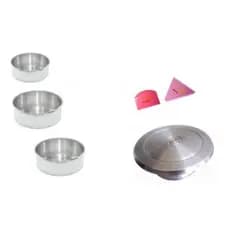 Kit básico de confeitar: Bailarina 30 cm,  3 formas redondas (15 cm, 20 cm e 25 cm x 10 cm de altura) e Espatula Serrilhada + Espatula 4 Funções