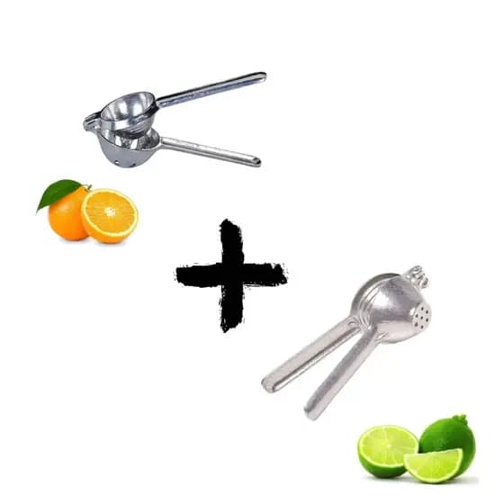 Kit 2 Espremedores Laranja e Limao Manual Aluminio Fundido