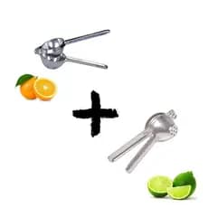 Kit 2 Espremedores Laranja e Limao Manual Aluminio Fundido
