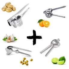 Kit 4 Espremedor Alho, Laranja, Batata e Limao em Aluminio
