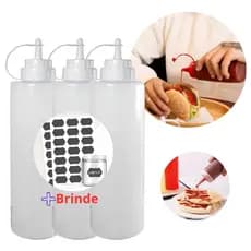 3 Bisnaga Flex Profissional Grande Lisa 1L Transparente Molho