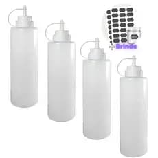 Kit 4 Bisnaga Profissional Grande Flex  1000mL Molho Lanche
