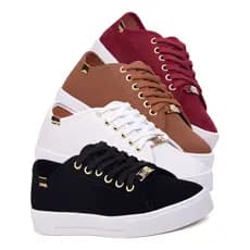 Kit 4 Pares Tênis Feminino Casual Sola Alta Básico Flatform