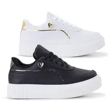 Kit 2 Pares Tênis Feminino Sola Alta Coração Casual Tendência Moda Estilo