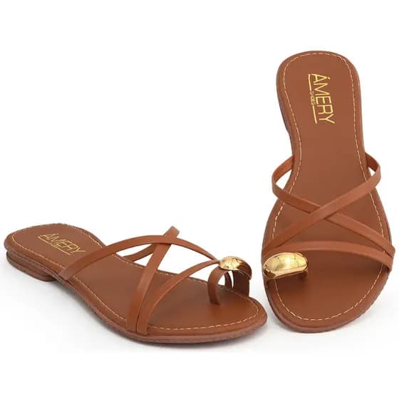 Sandália Rasteira Feminina Amery Shoes Tiras Cruzadas - Confortável e Elegante