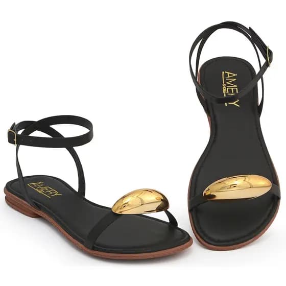 Rasteira Feminina Detalhe Dourado Sandália Rasteirinha Confortável, Minimalista Casual e Elegante Moda Verão