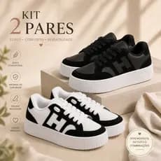 Kit 2 Pares Tênis Feminino Casual - Plataforma, H, Confortável e Estiloso Moda