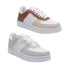 Kit 2 Pares Tênis Casual Feminino Moda Sapato Solado Costurado Qualidade Confortável