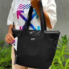 Bolsa Shopper Nylon ART de Ombro Clean Esportiva Academia Bags Gym Masculino Feminino Ziper Vertical Frontal Resistente