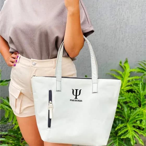 Bolsa Shopper Nylon PSICOLOGIA de Ombro Clean Esportiva Academia Bags Gym Masculino Feminino Ziper Vertical Resistente