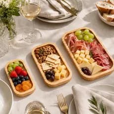 Petisqueira de Frios Queijos e Frutas em Madeira Premium Trio P, M e G
