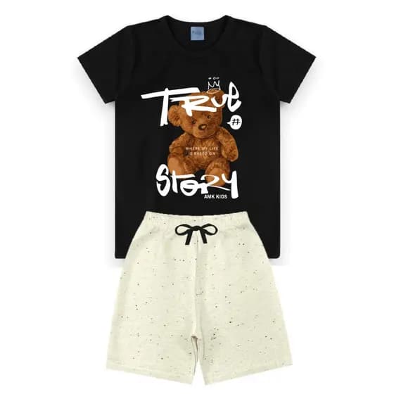 Conjunto Infantil Menino Masculino Bermuda e Camiseta L30