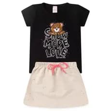 Conjunto Infantil Menina Baby Look E Shortz Feminino Verão L40