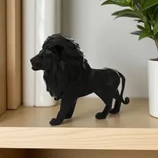 Leão Decorativo Geométrico Impressão 3d Preto