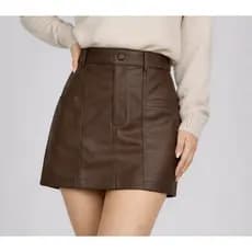 SAIA FEMININA COM BOLSOS COURO SINTÉTICO