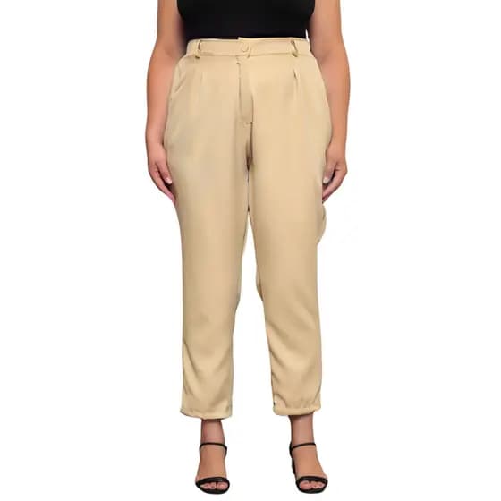Calça Alfaiataria Feminina Elástico No Cós Plus Size Pantalona Leve Casual Básico Social Soltinha