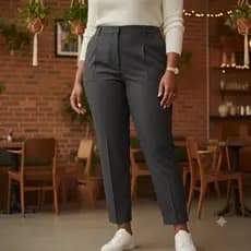 Calça Feminina Plus Size Alfaiataria Moda Social Cintura Alta Barra Reta Com Bolso G1 G2 G3