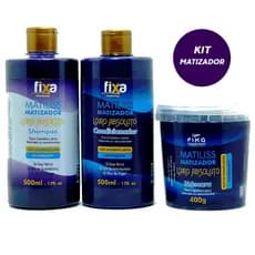 Kit Matizador Profissional Loiro Absoluto Desamarelador - Shampoo, Condicionador e Máscara Fixa Cosméticos