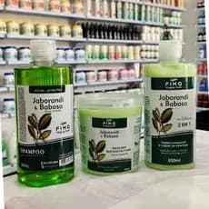 Kit Combate a Queda Capilar Jaborandi Com Babosa (Aloe Vera) Shampoo Condicionador e Máscara  Crescimento Capilar