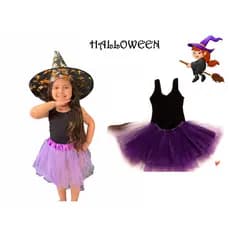 Fantasia Bruxa infantil Halloween fantasia saia de tule body e chapéu de bruxa a pronta entrega