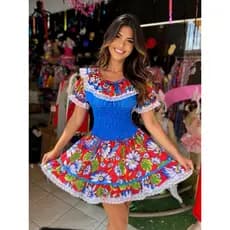 Vestido Festa Junina adulto super confortavel do P ao GG floral