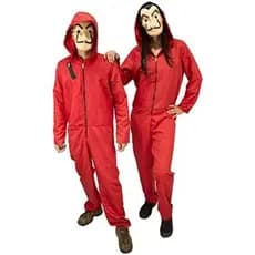 Fantasia adulto unissex la casa de papel serie macacão vermelho máscara Luva
