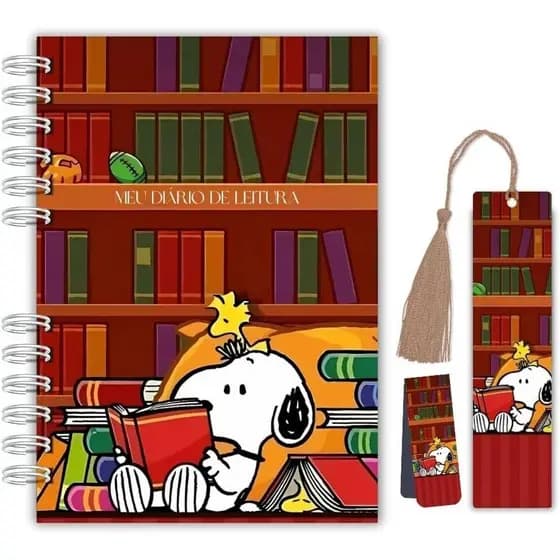 Planner Diário de Leitura – Snoopy | Capa Dura com Marcador Tassel e Marcador Magnético