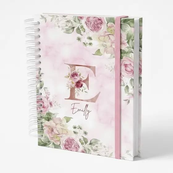 Agenda Planner Personalizada com Seu Nome e Inicial - Permanente Sem Data Capa Dura Wire O