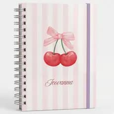 Planner Agenda ou Caderno Personalizado com Seu Nome - Tema Cereja e Laço