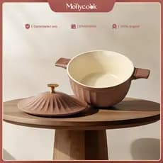 Mollycook Caçarola 24cm Antiaderente Cerâmico Fogão Indução Redonda Cor Marrom