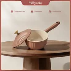 Mollycook Panela Leiteira 18cm 1.9L Cerâmica Antiaderente Indução Com Tampa Corpo elevado da panela