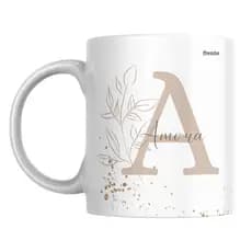 caneca personalizada com nome e frase/caneca chic/com caixa/caneca de porcelana 325 ml
