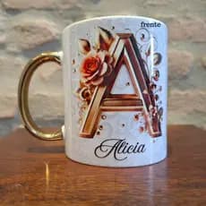 caneca de porcelana personalizada alça dourada/caneca com nome e frase 325 ml/caneca alfabeto