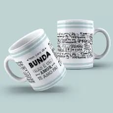 Caneca de porcelana dia dos pais com frase:  tem cara de bunda mas é um amor de te amo pai