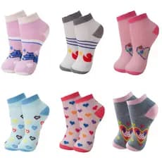 kit 12 Pares De Meias Infantil Menina Cano Curto Cores e Estampas Sortida Kits com 12-9-6-3 PARES