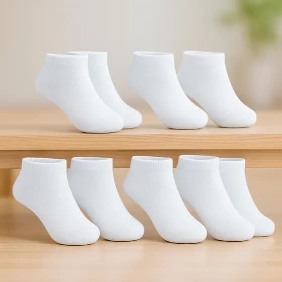 Kit 6 Meias Brancas Infantil Juvenil Cano Baixo Meia Branca Curta Poliester Elastano