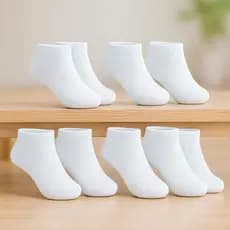 Kit 6 Meias Brancas Infantil Juvenil Cano Baixo Meia Branca Curta Poliester Elastano