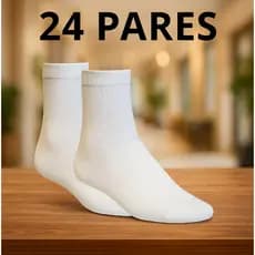 Kit 6 Pares 12 Pares 18 Pares 24 Pares de Meias Brancas Infantil Menino Menina Cano Alto 95% Poliéster 5 % Elastano