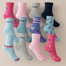 Kit 12 Meias Femininas de Cano Médio Sortidas Coloridas Tamanho Único - Qualidade e Conforto