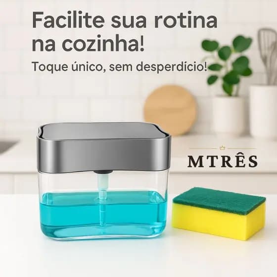 Dispenser Para Detergente Sabão 2x1 Detergente Suporte Porta Bucha Multiuso Esponja Dosador